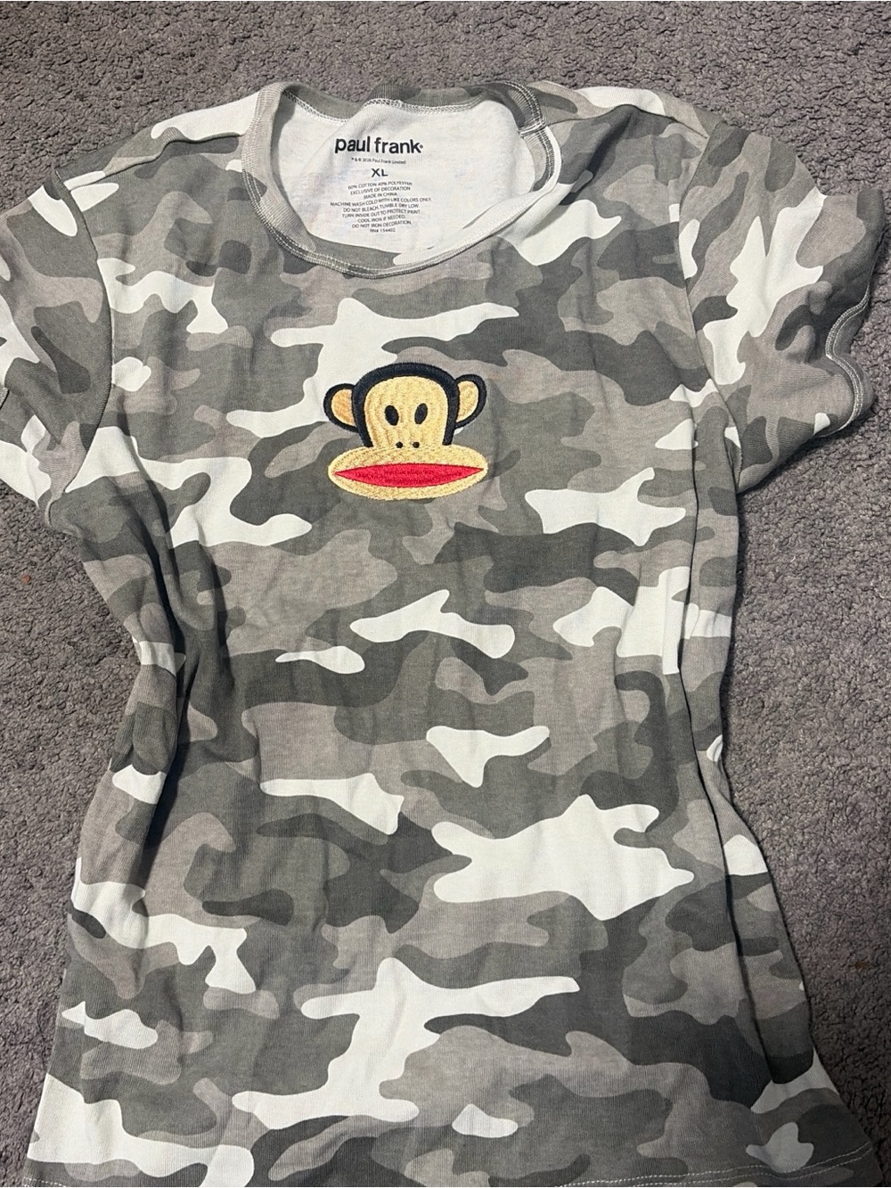Paul Frank Gray Camo Tee with Julius Patch